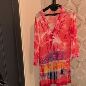 Elegant Pink Tie-Dye Cover Up